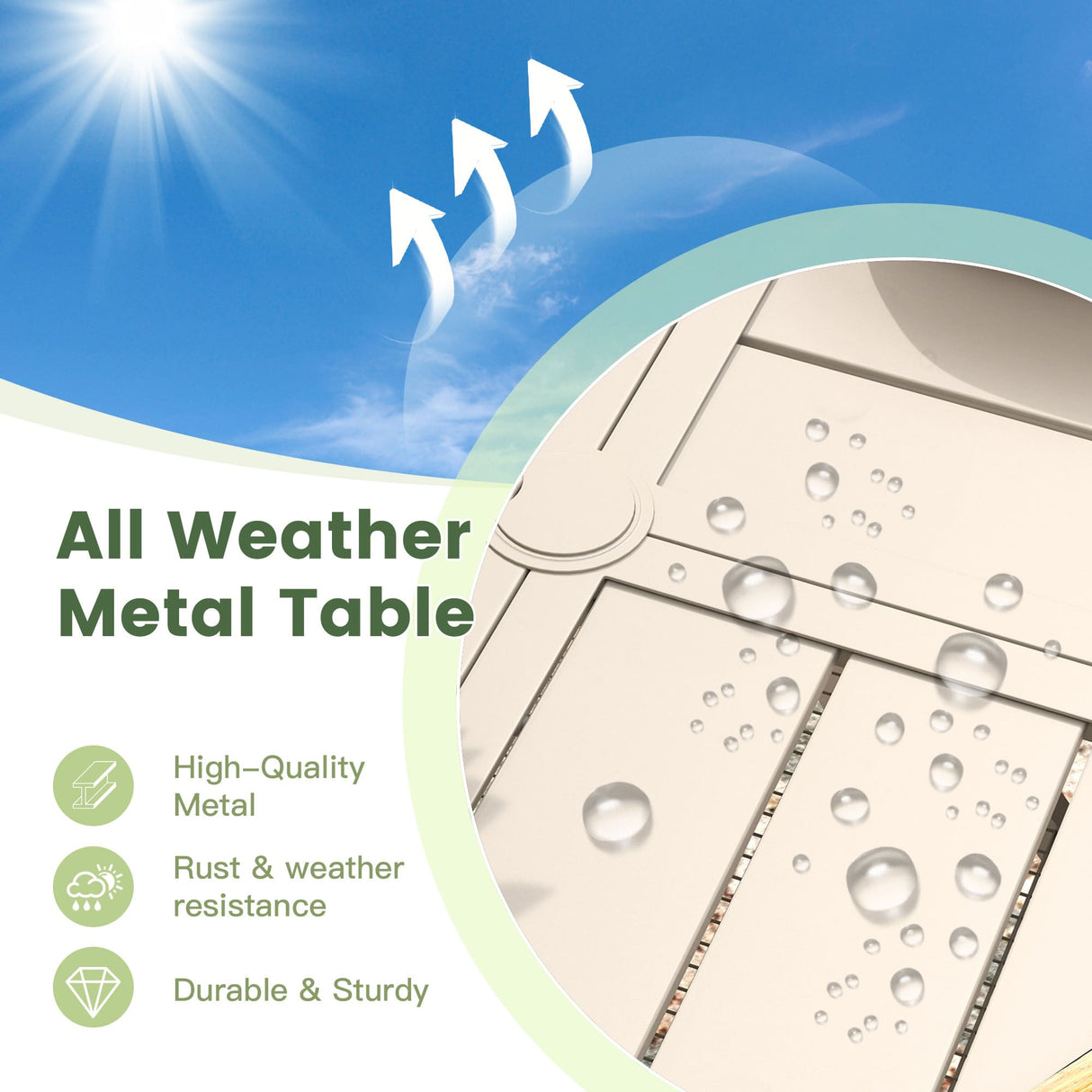 VICLLAX 5 PCS Patio Dining Table Set, Round Metal Table with Shelf and Padded Swivel Chair