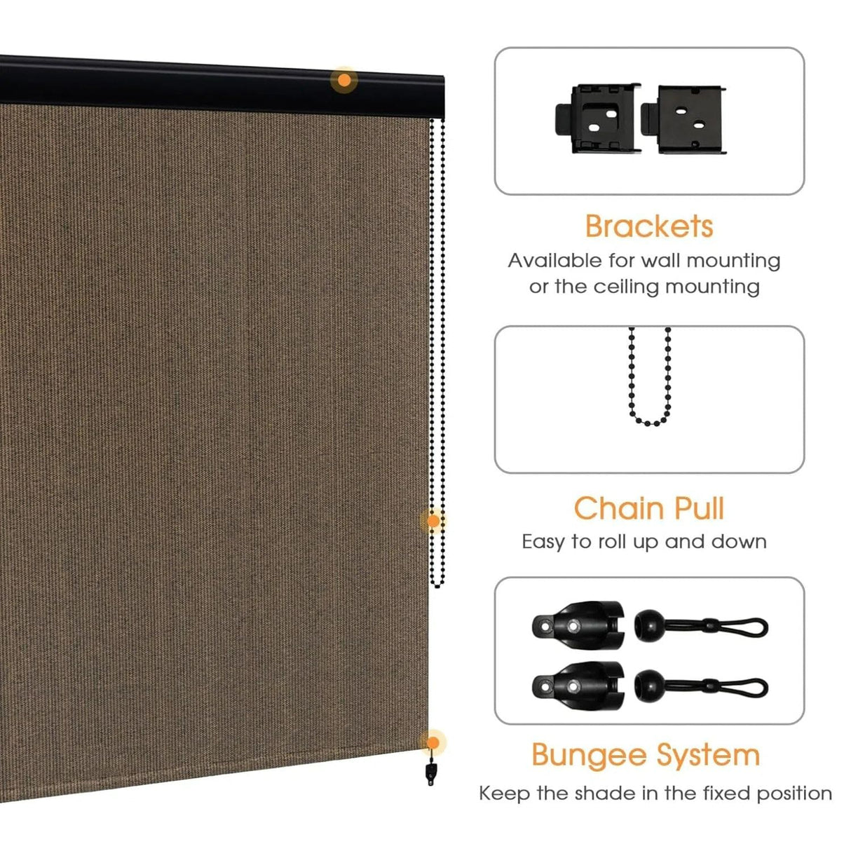 Vicllax Roller Shade, Patio Roll Up Sun Blocking Roller Shade with Aluminum Valance