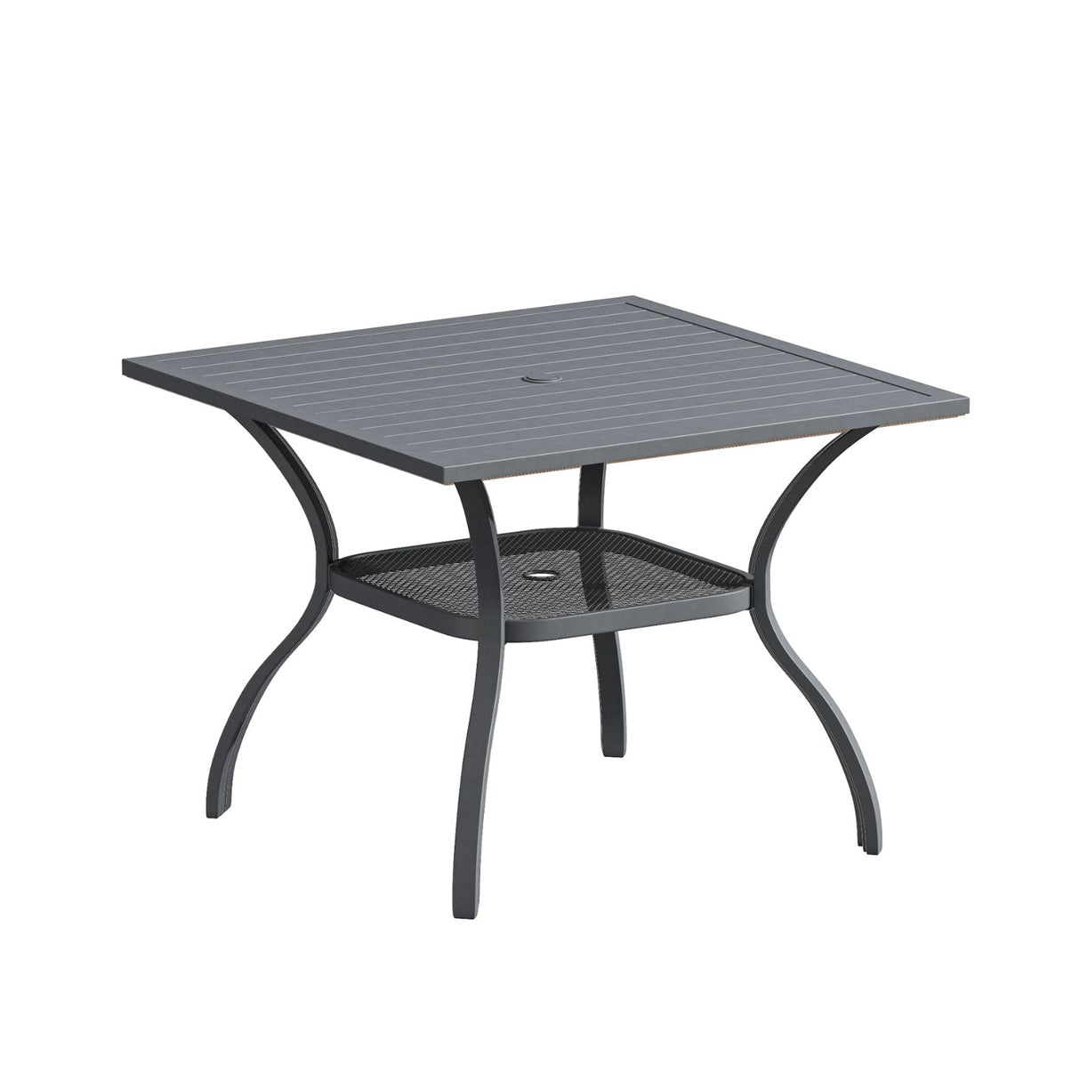 Vicllax Outdoor Patio Dining Table for 4, Metal Square Table with Storage