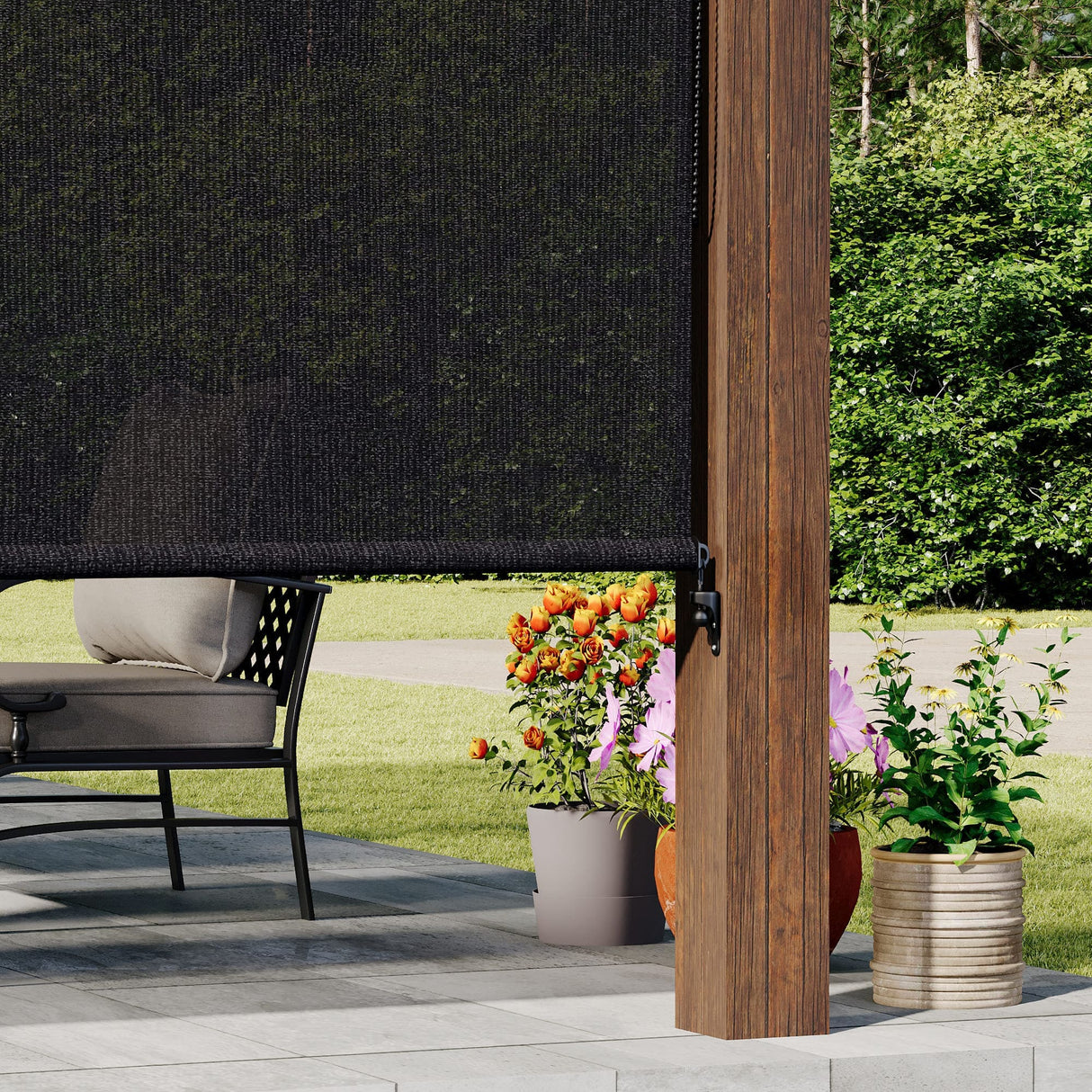 Vicllax Outdoor Sun Blocking Roller Shade, Patio Roll Up Shade Blinds