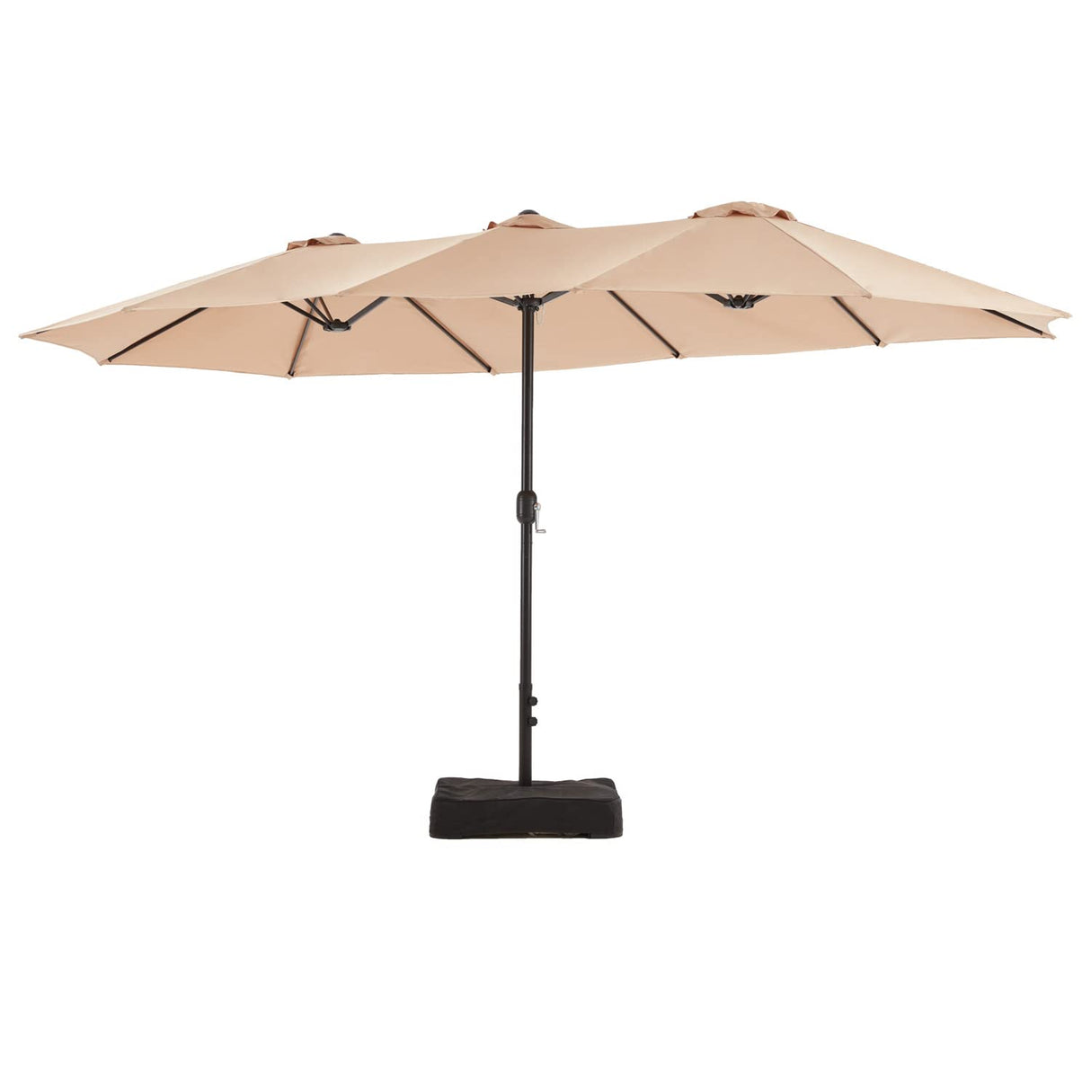 Vicllax 15ft Patio Double Sided Market Umbrella with Stand and Base, Outdoor Umbrella with Crank