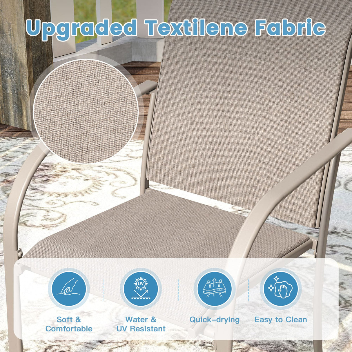 Vicllax 7 Pieces Outdoor Dining Set with Metal Rectangular Table and Stackable Sling Chair