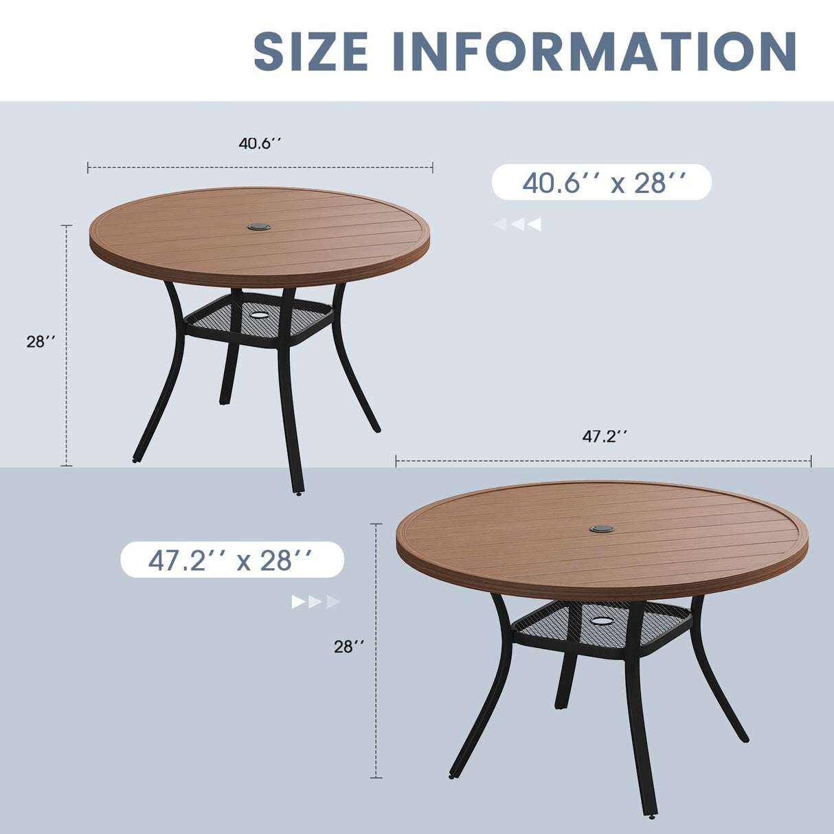 Vicllax 5 Pcs Outdoor Dining Set with 40.6" Round Metal Table and High Back Stackable Chair
