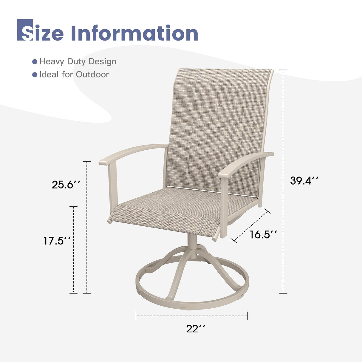 Vicllax 360° Outdoor Swivel Chairs with Ergonomic Armrests, Available in Sets of 2/4/6