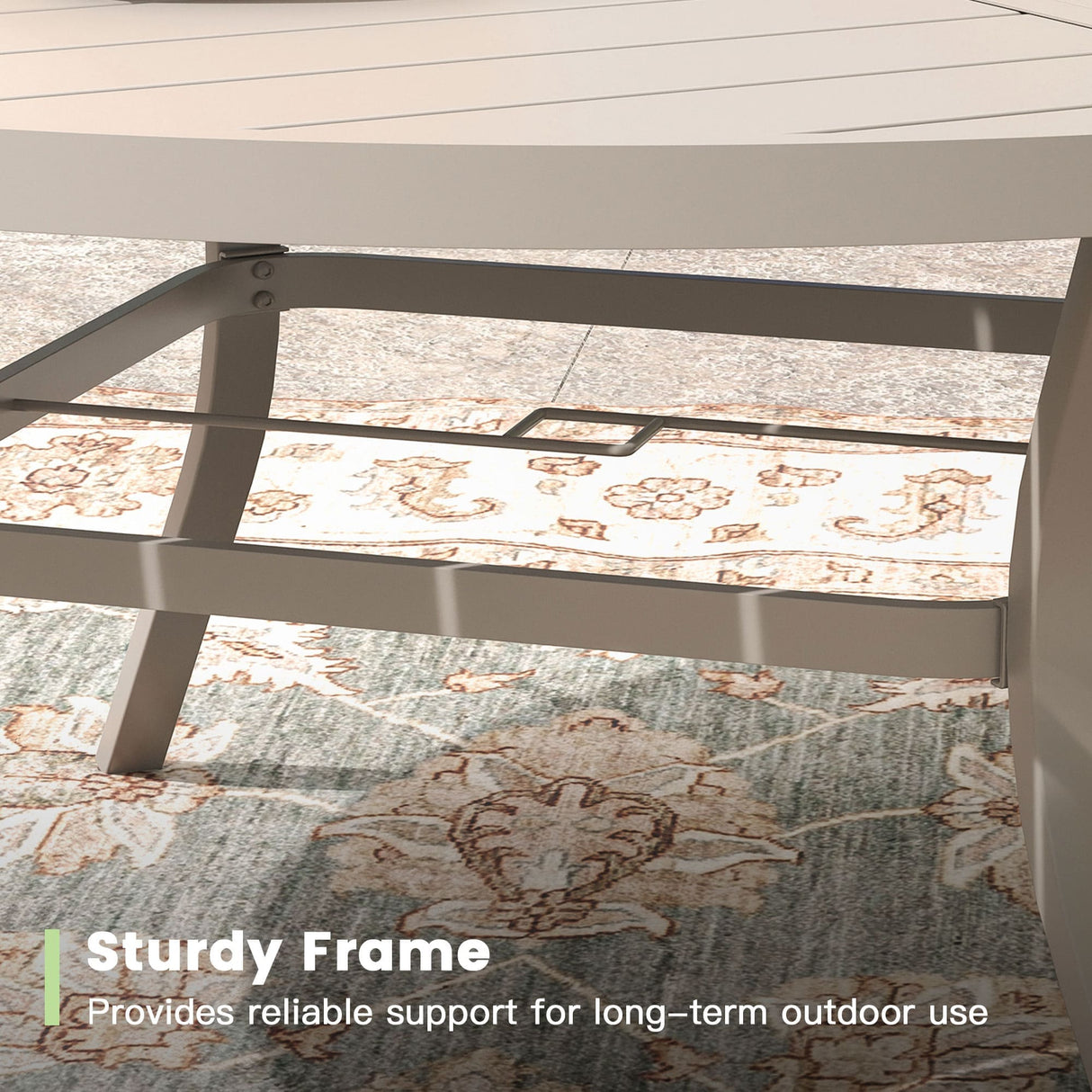 VICLLAX 9-pcs Outdoor Dining Set, 63” Round Metal Table with Umbrella Hole & 8 Swivel Textilene Chairs