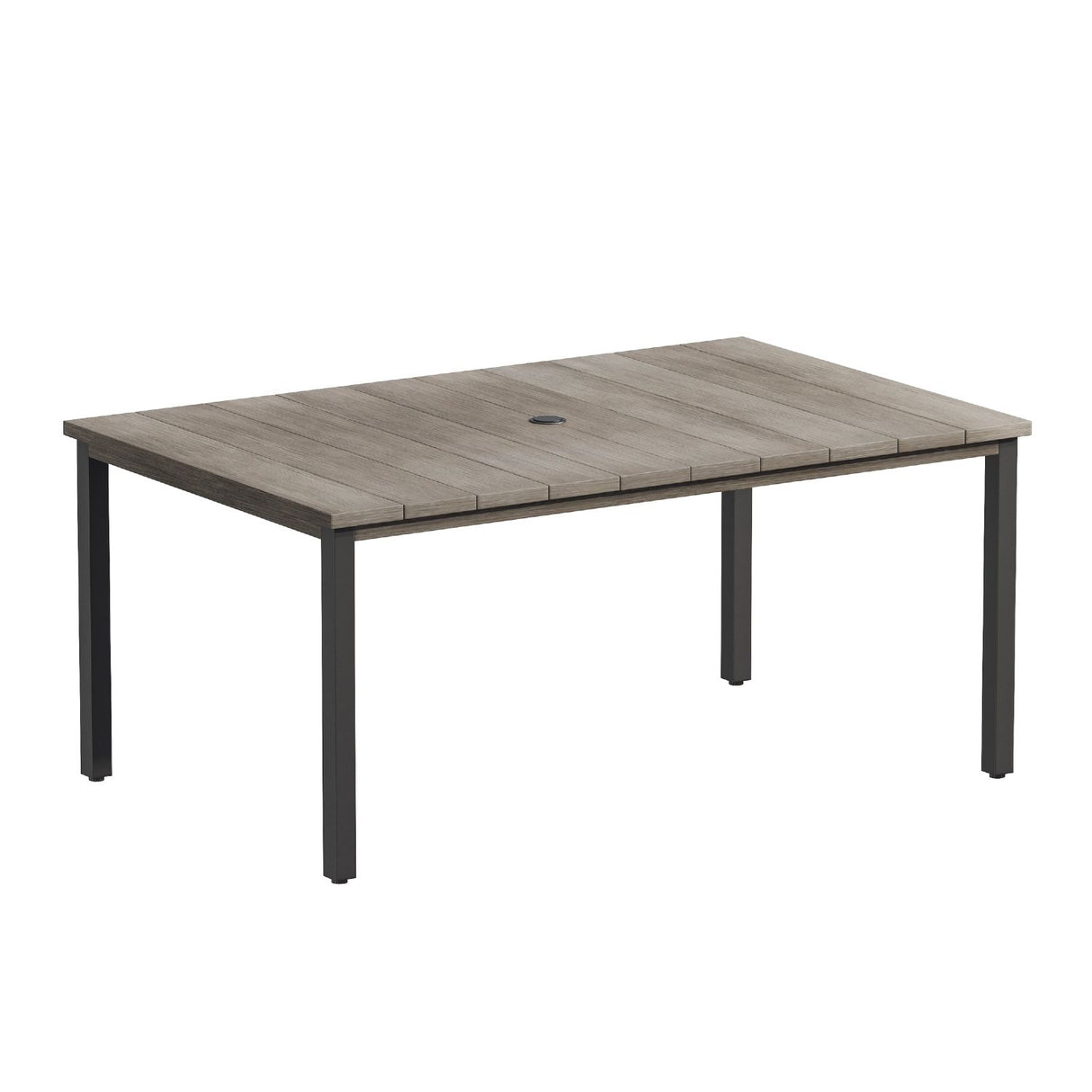 Vicllax Patio Dining Table for 4/6, Metal Dining Table with Umbrella Hole