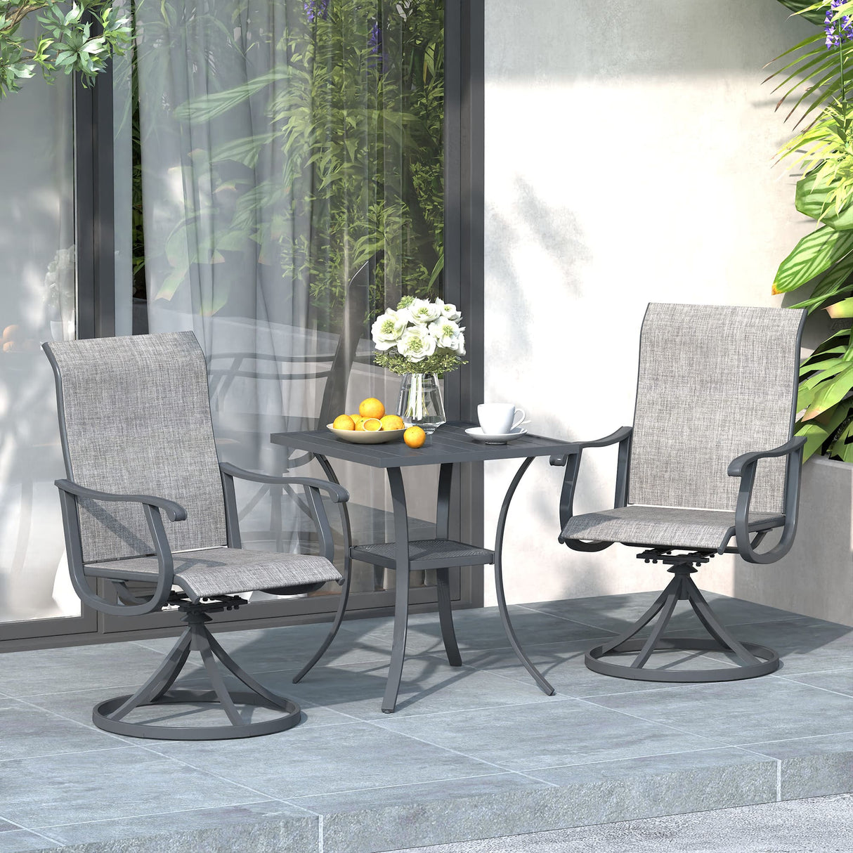 Vicllax Patio Swivel Chairs Set of 2/4/6, Outdoor 360 Degree Metal Swivel Sling Chairs