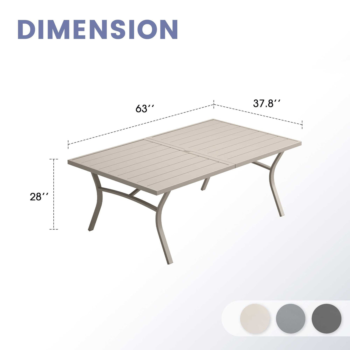 Vicllax Outdoor Metal Dining Table for 6 with Umbrella Hole