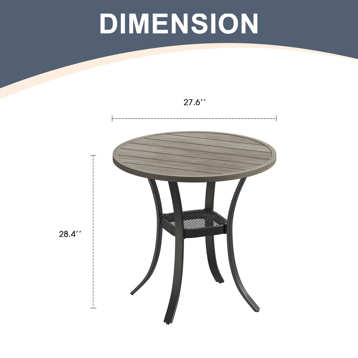 Vicllax Mesa auxiliar redonda de metal para exterior con estante de almacenamiento