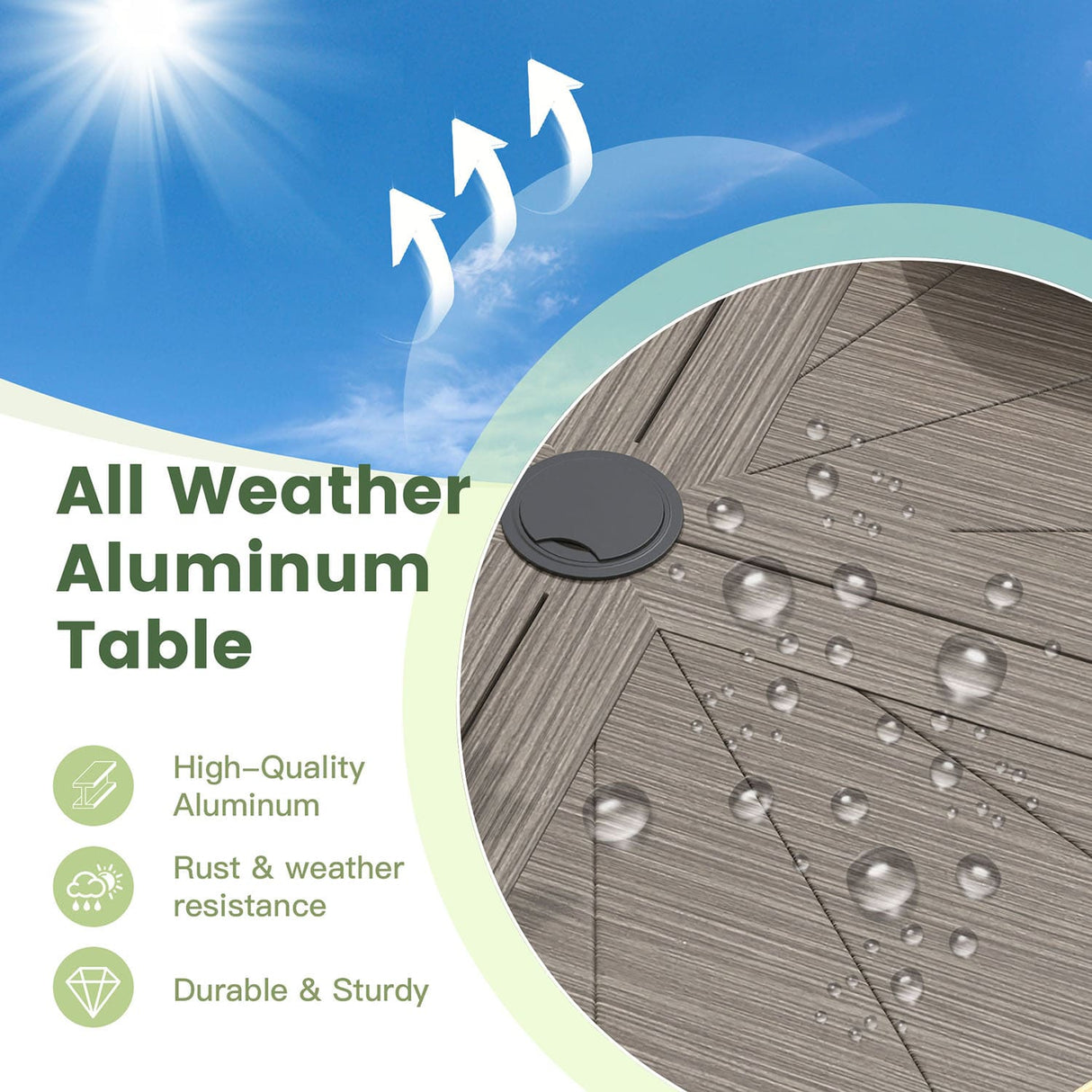 VICLLAX 9 Pieces Outdoor Dining Set, Swivel Dining Chairs Set of 8 and Round Patio Table