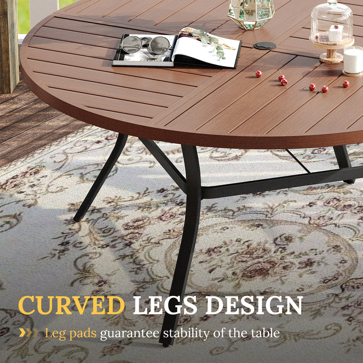 Vicllax 7/9 Pieces Outdoor Dining Set, Metal Round Dining Table and Premium Paddad Swivel Chairs