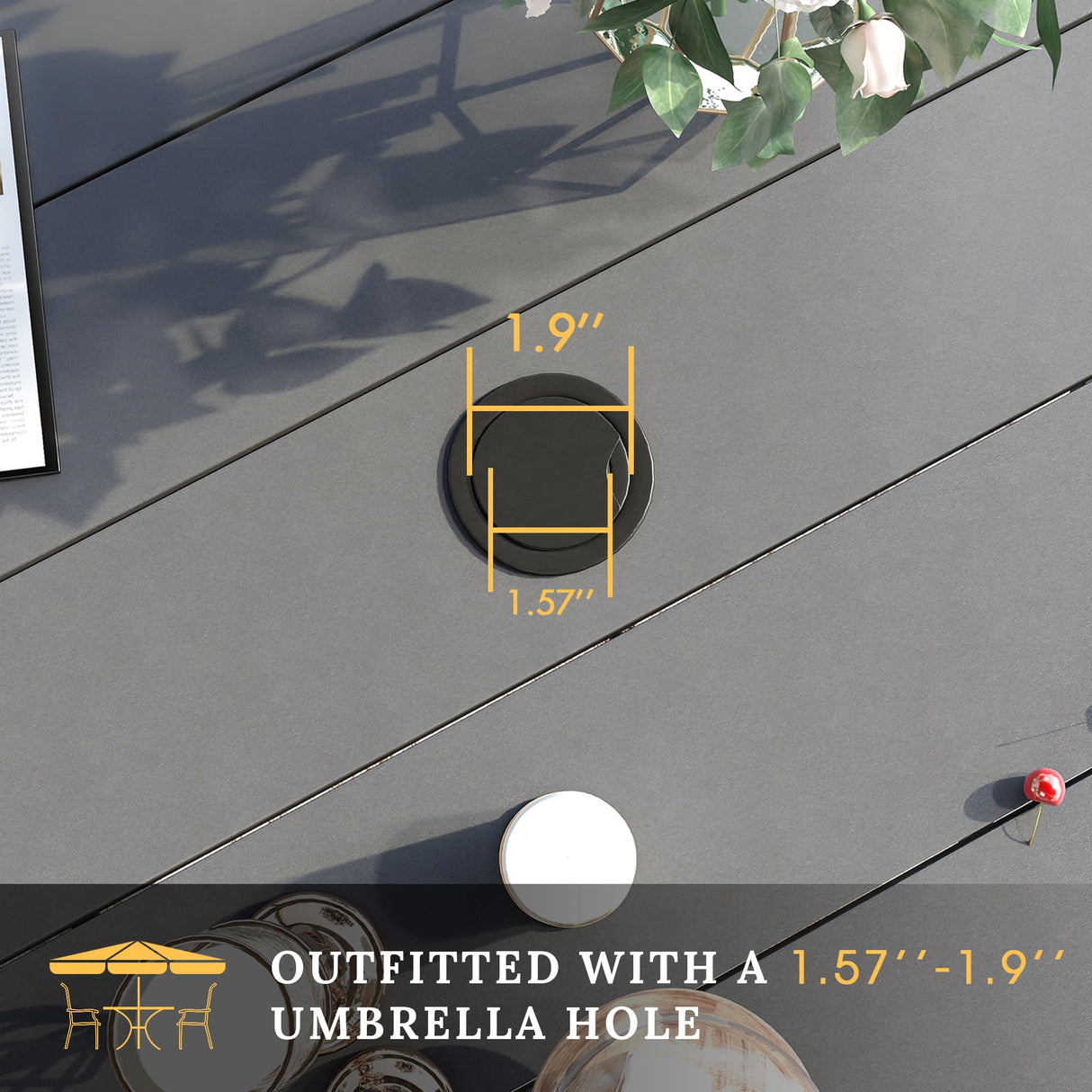 Vicllax 7 Pieces Outdoor Dining Set with Metal Rectangular Table and Stackable Sling Chair