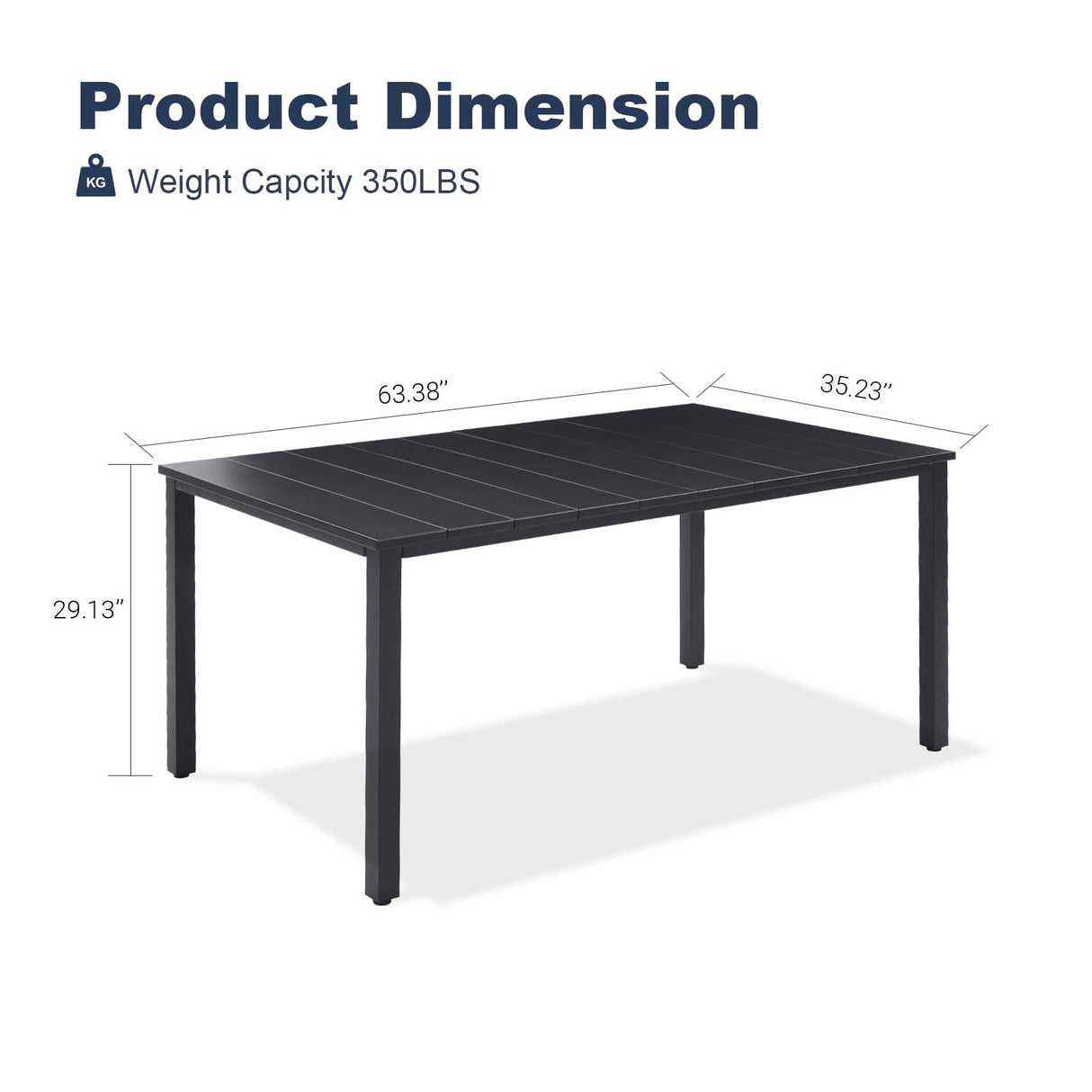 Vicllax Outdoor Patio Metal Dining Table for 4/6