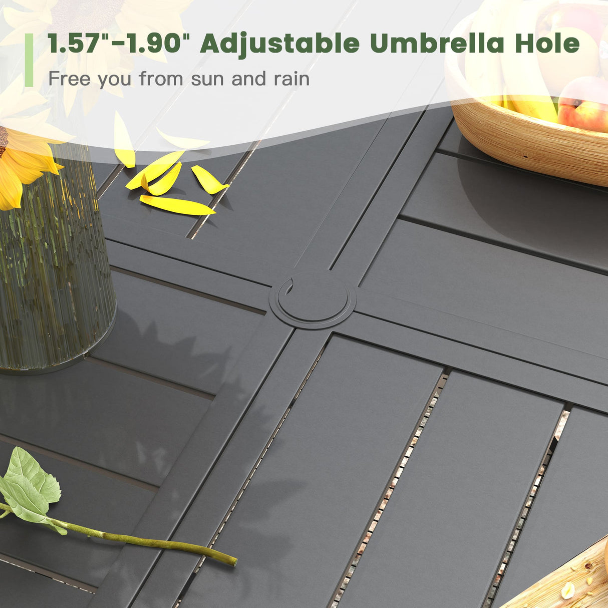 VICLLAX 5/7 PCS Patio Dining Table Set, Round Metal Table with Shelf and Stackable Sling Chair