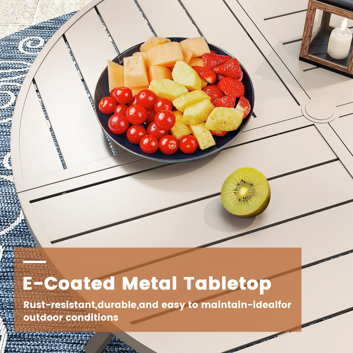 Vicllax 7 Pieces Outdoor Dining Set, 53.1" Metal Round Dining Table and Premium Swivel Chairs