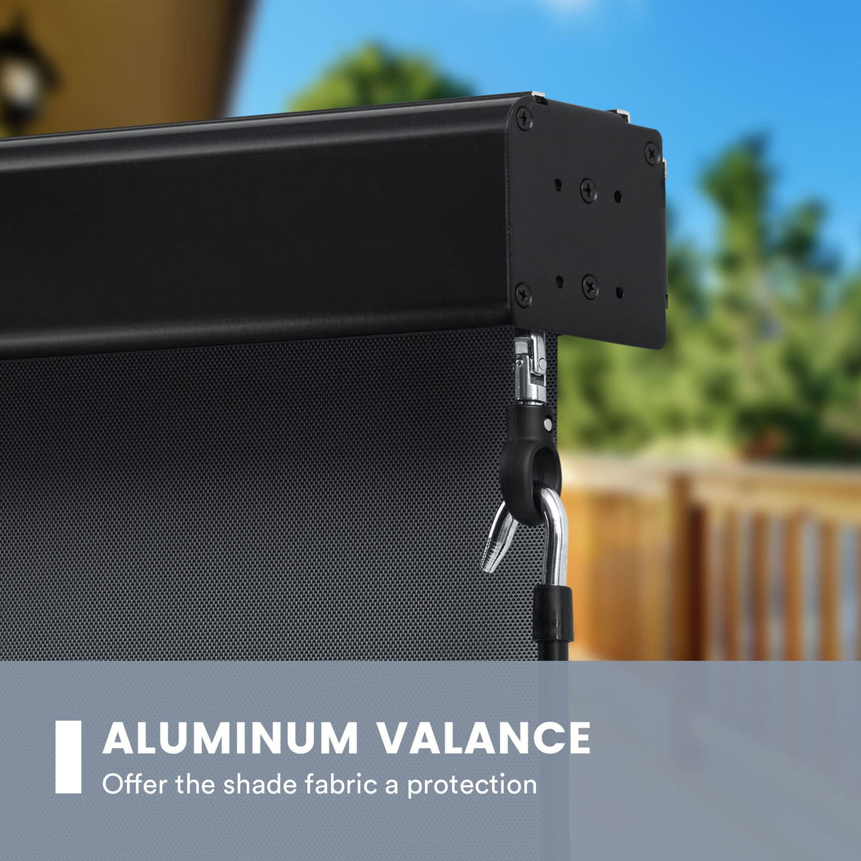 Vicllax Premium Patio Sun Blocking Roller Shade, Solar Shade with Aluminum Valance