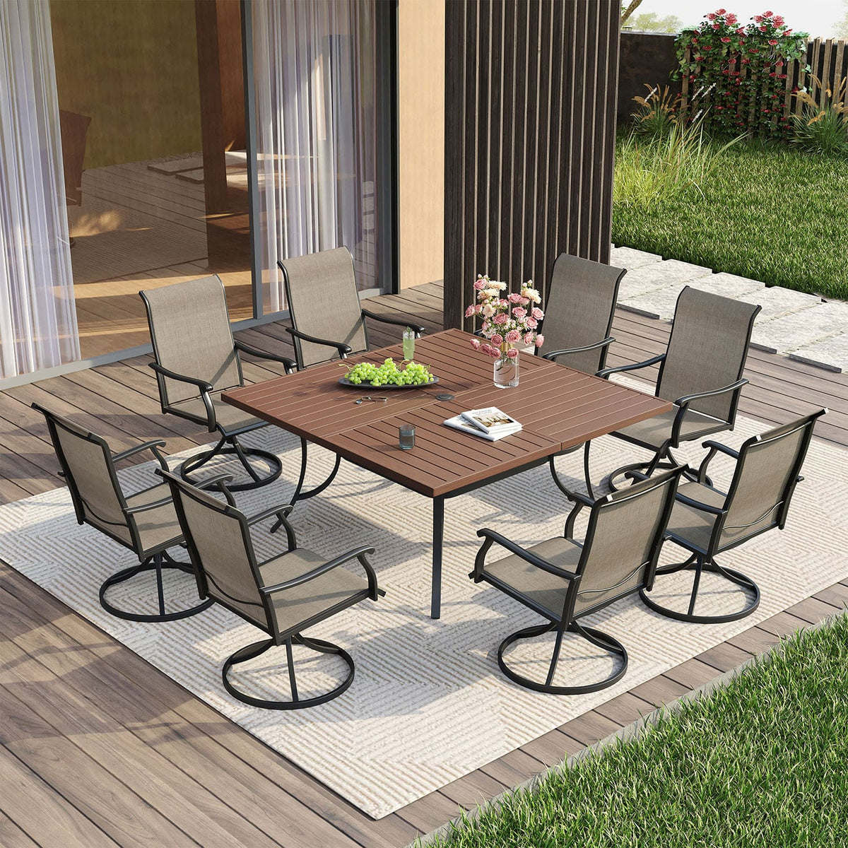 Outdoor Dining Set Round 7/9 Pieces Outdoor Dining Set With Patio