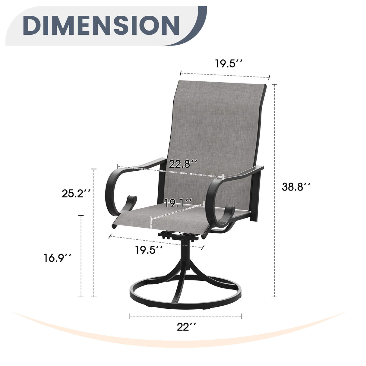 Vicllax Modern Swivel Outdoor Dining Chair set of 2 - High-Back Weather-Resistant Patio Seating