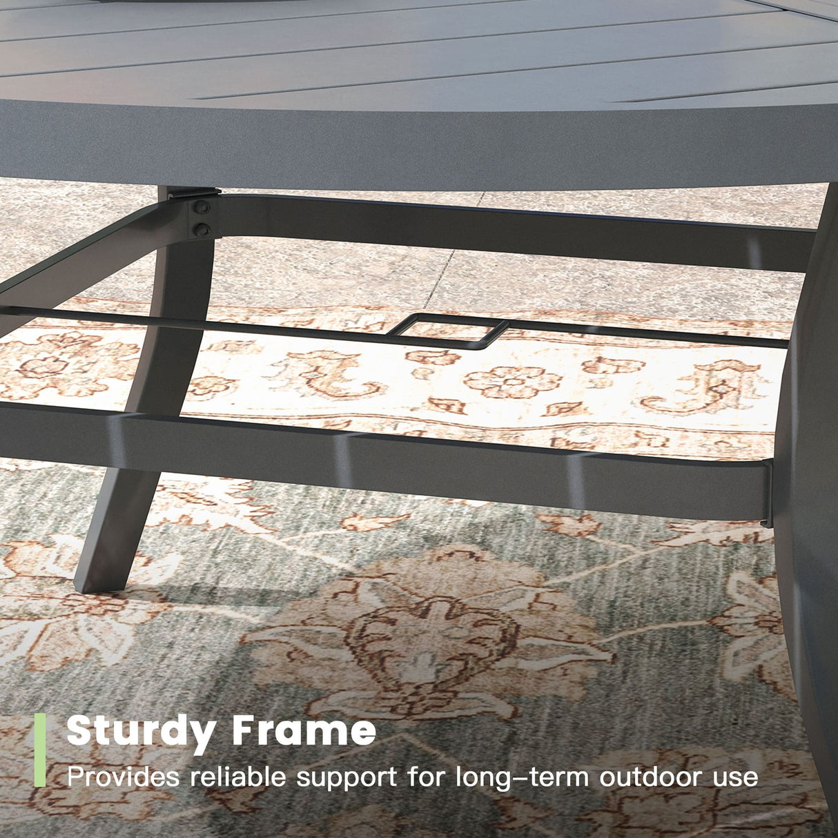 VICLLAX 9-pcs Outdoor Dining Set, 63” Round Metal Table with Umbrella Hole & 8 Swivel Textilene Chairs