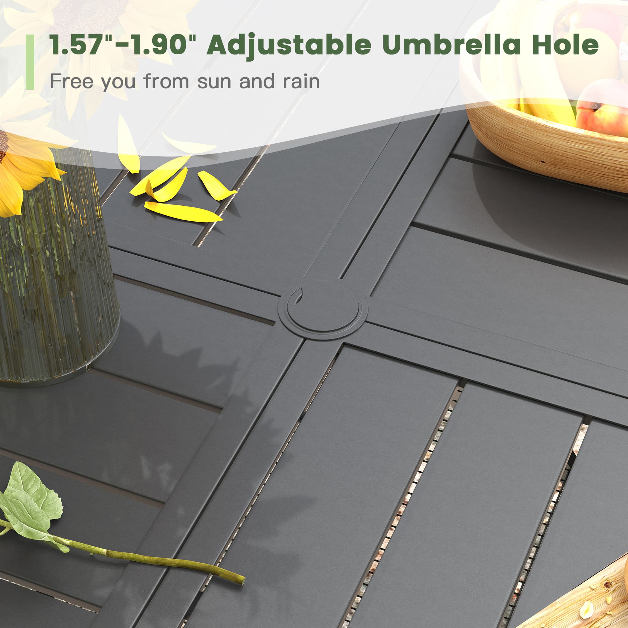 Black Table & Blue Chairs