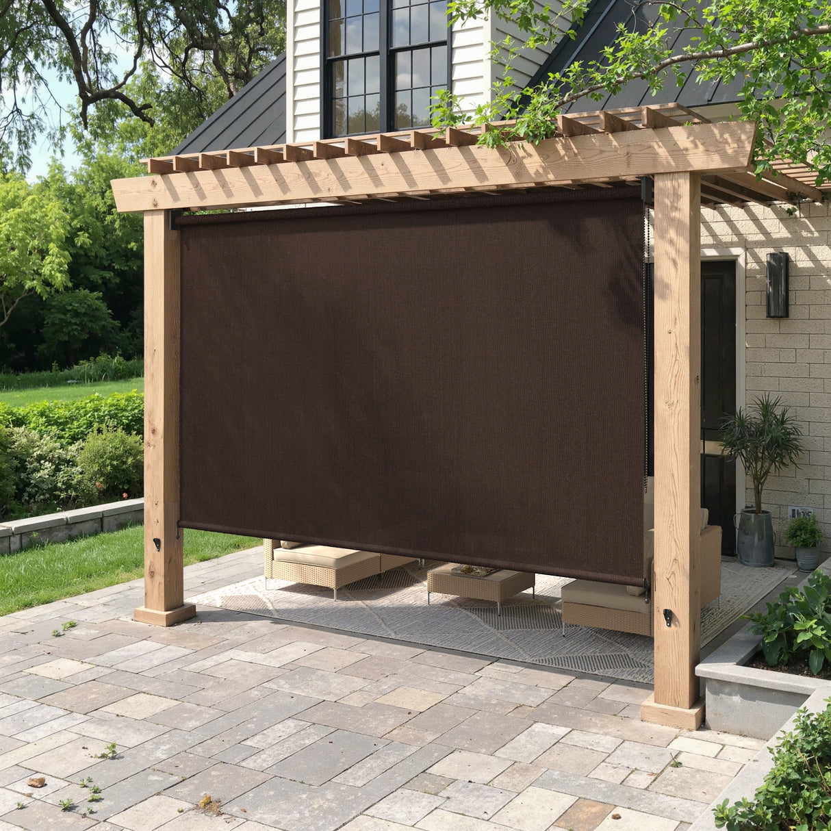 Vicllax Outdoor Sun Blocking Roller Shade, Patio Roll Up Shade Blinds