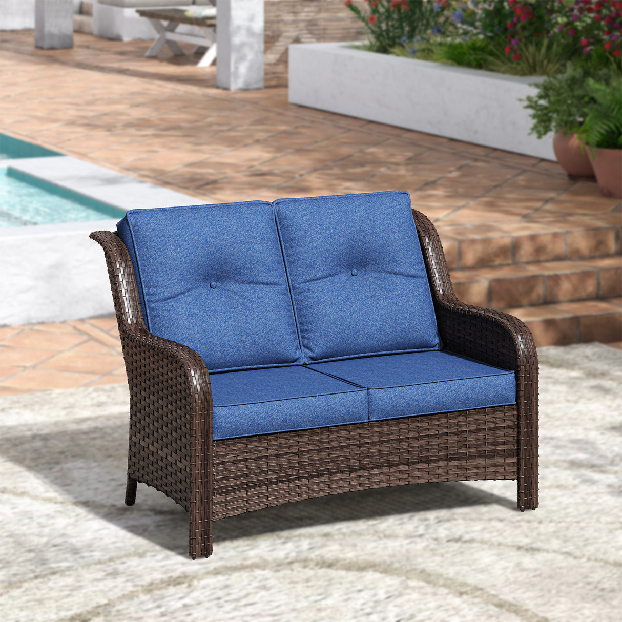 Vicllax Patio Wicker Oasis Lounge Sofa, Loveseat