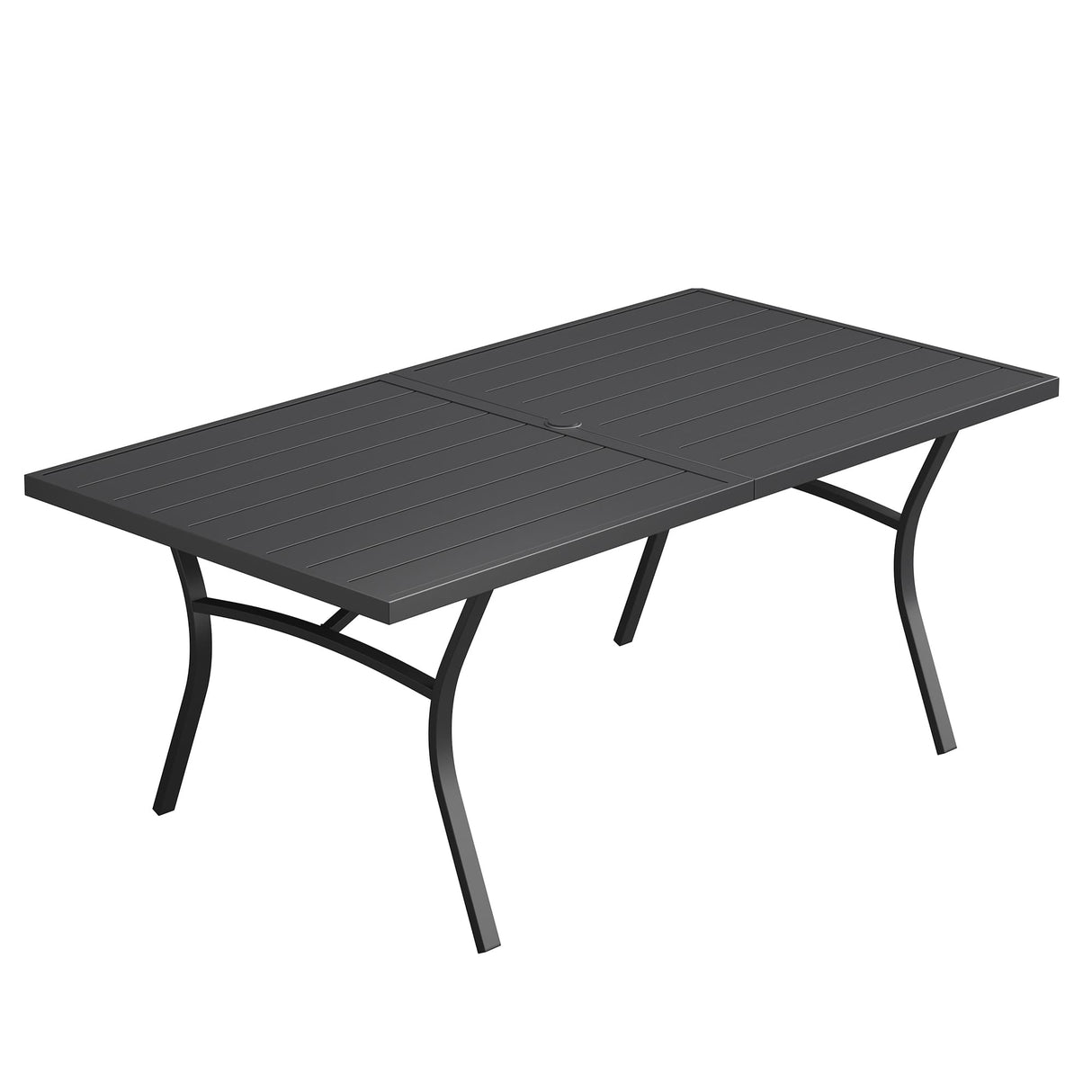 Vicllax Outdoor Metal Dining Table for 8 with Umbrella Hole, 70.9" Rectangular Dining Table