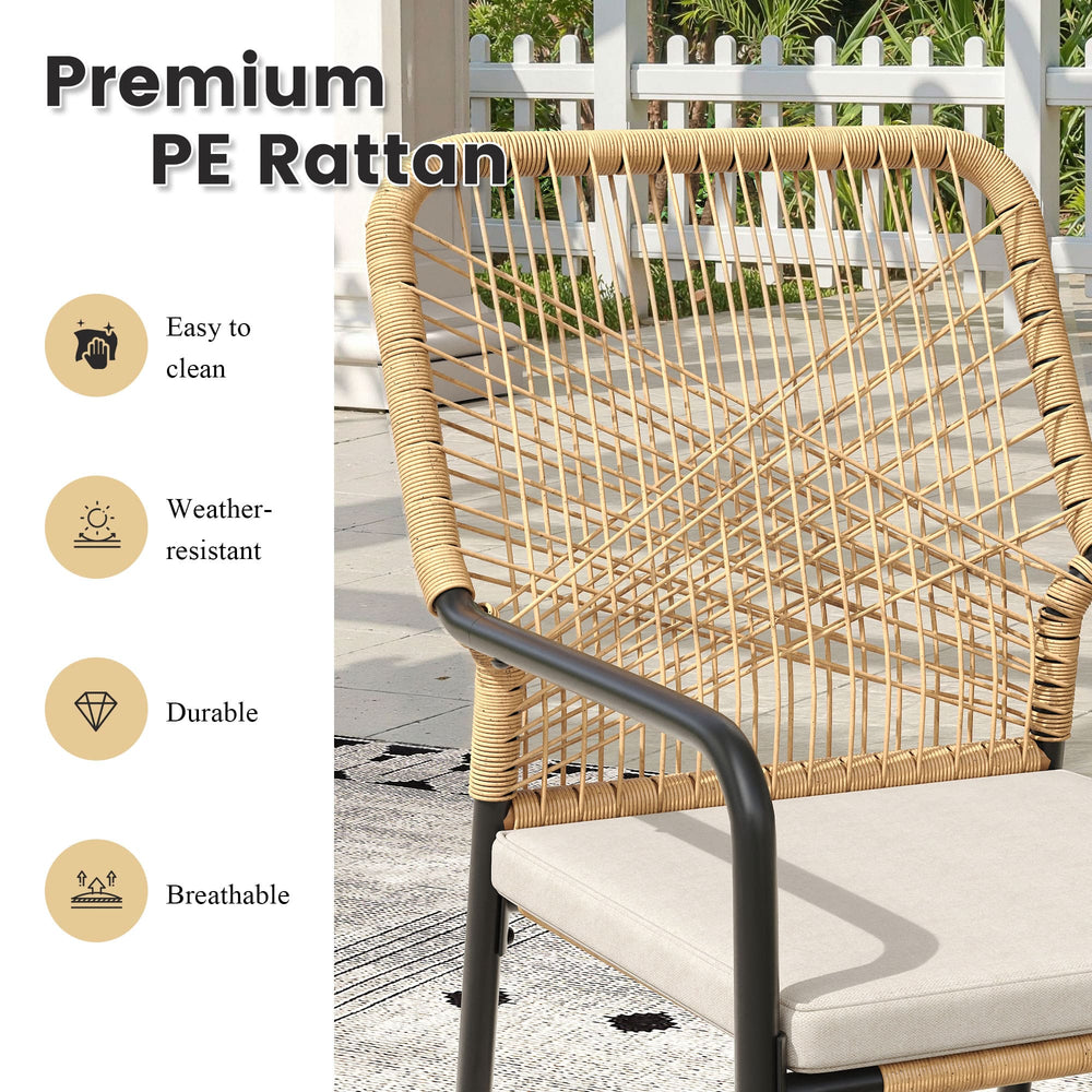 Vicllax 9 PCS Patio Dining Table Set, 53" Round Metal Table and Alora Stackable Chair