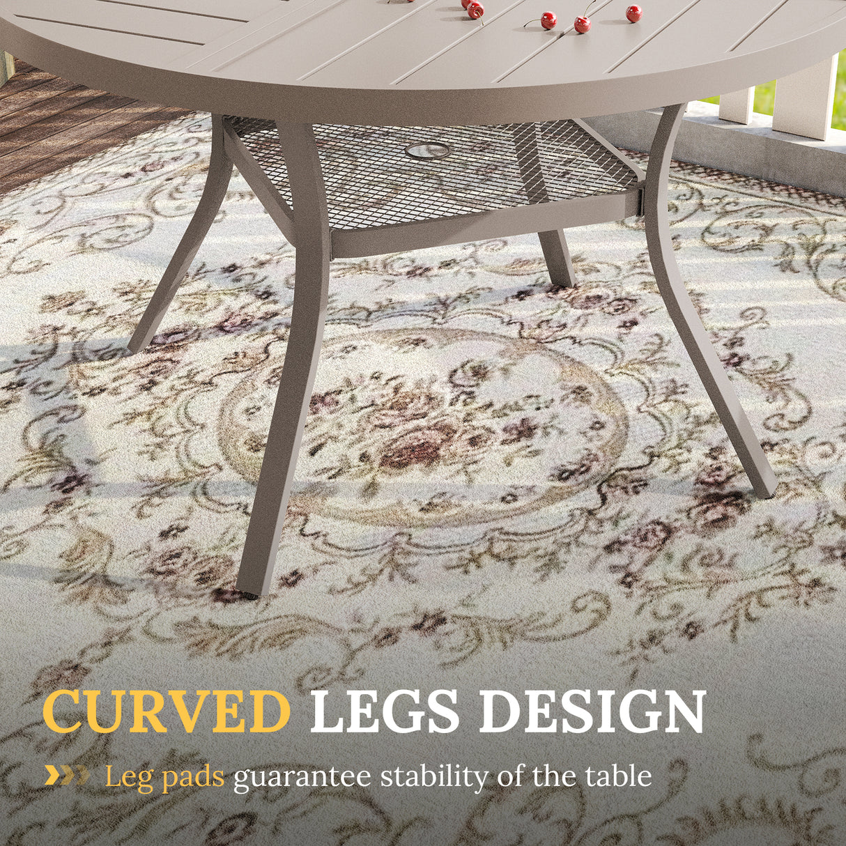 VICLLAX Patio Outdoor Dining Set of 4/6, Metal Round Dining Table and Stackable Sling Dining Chair with Armrest