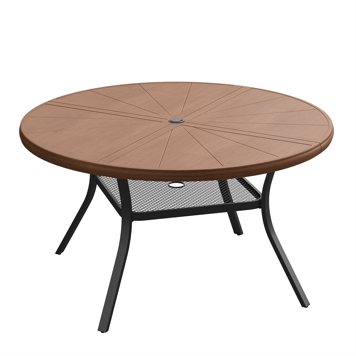 Vicllax Outdoor Round Dining Table, Patio Aluminum Tabletop with Storage Shelf