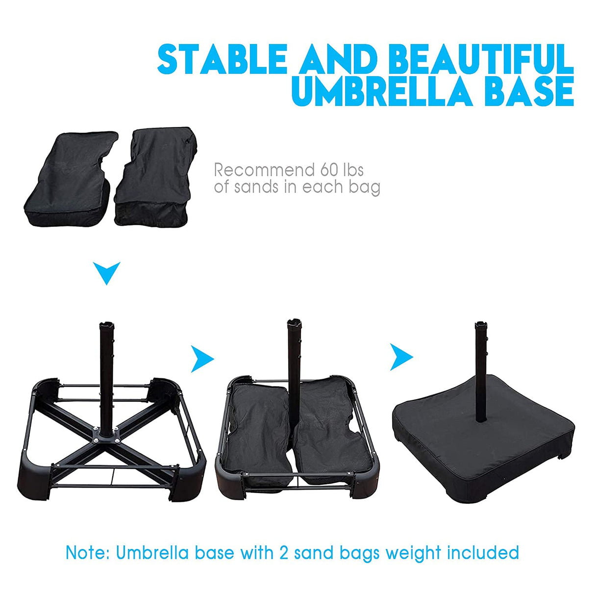 Vicllax 15ft Patio Double Sided Market Umbrella with Stand and Base, Outdoor Umbrella with Crank