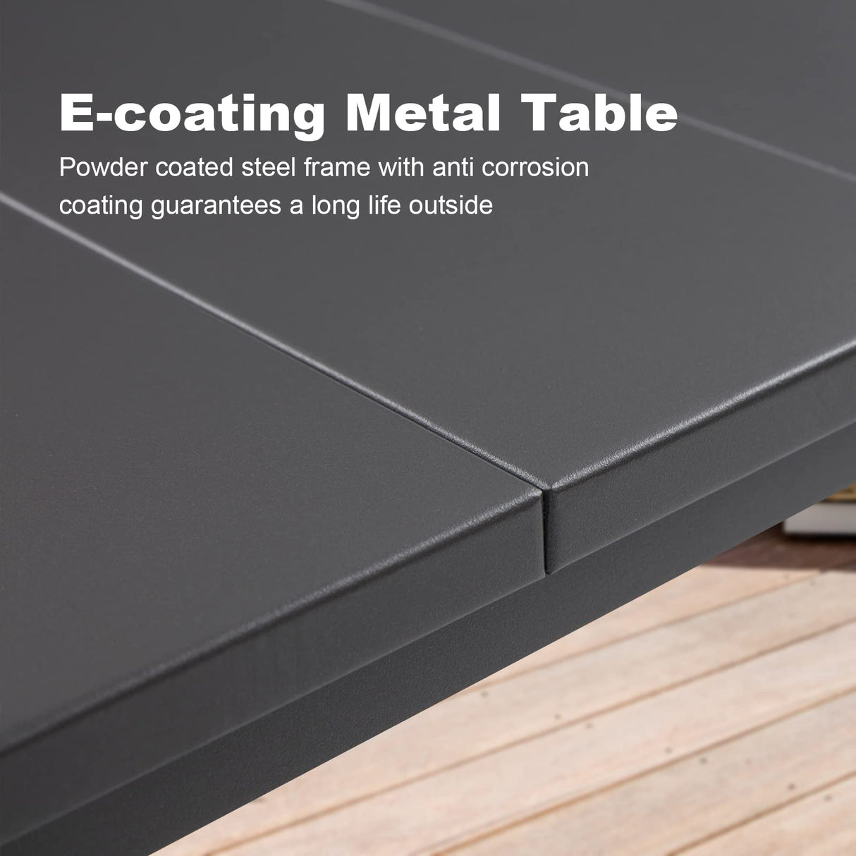 Vicllax 3-Piece Rectangular Metal Outdoor Dining Table and Bench Set