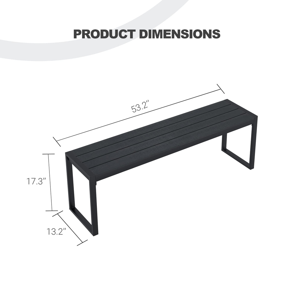 Vicllax 53" Outdoor Bench for Lawn Garden, Backless Patio Garden Bench