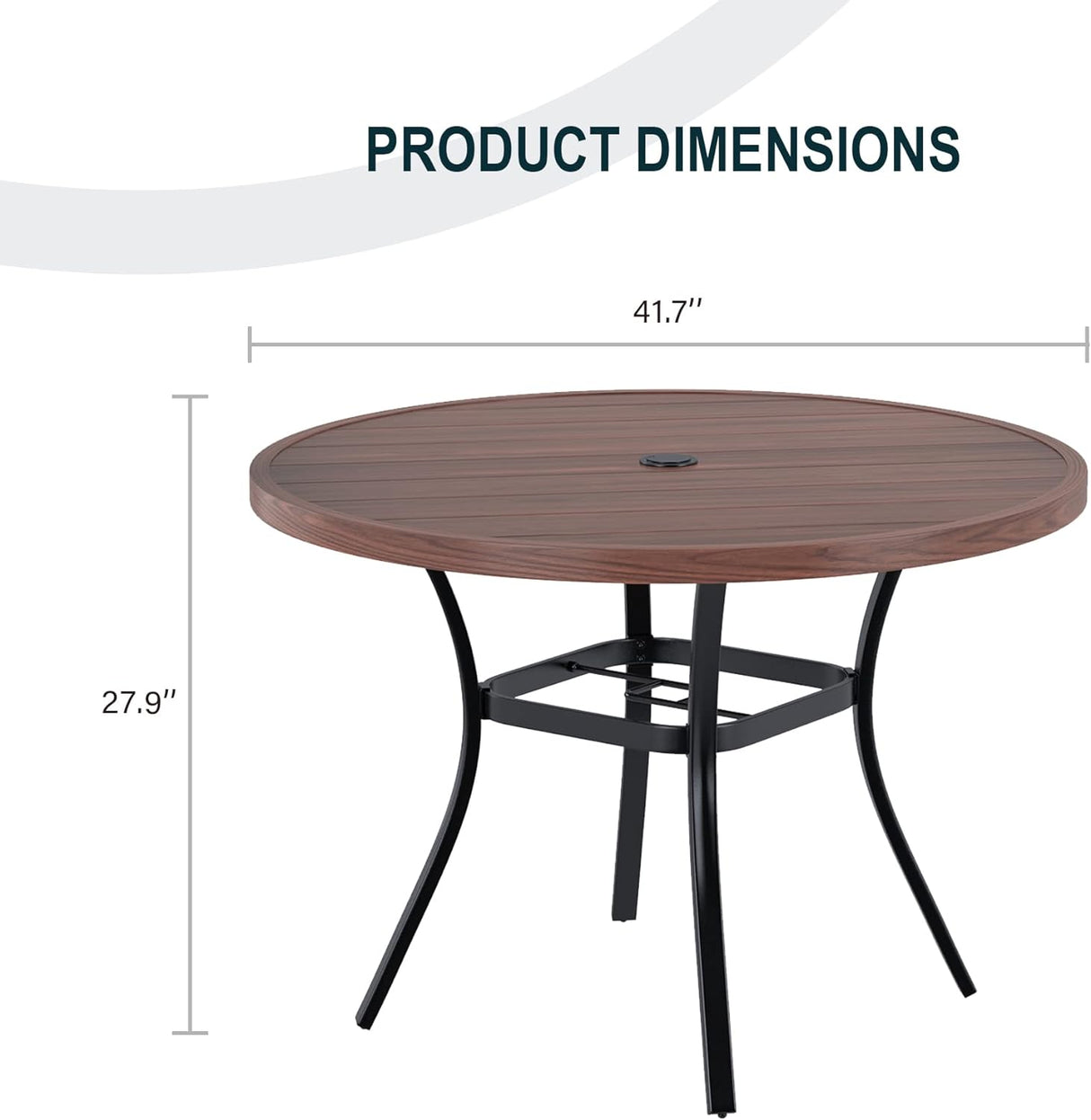 Vicllax 42" Round Metal Patio Table with Adjustable Umbrella Hole