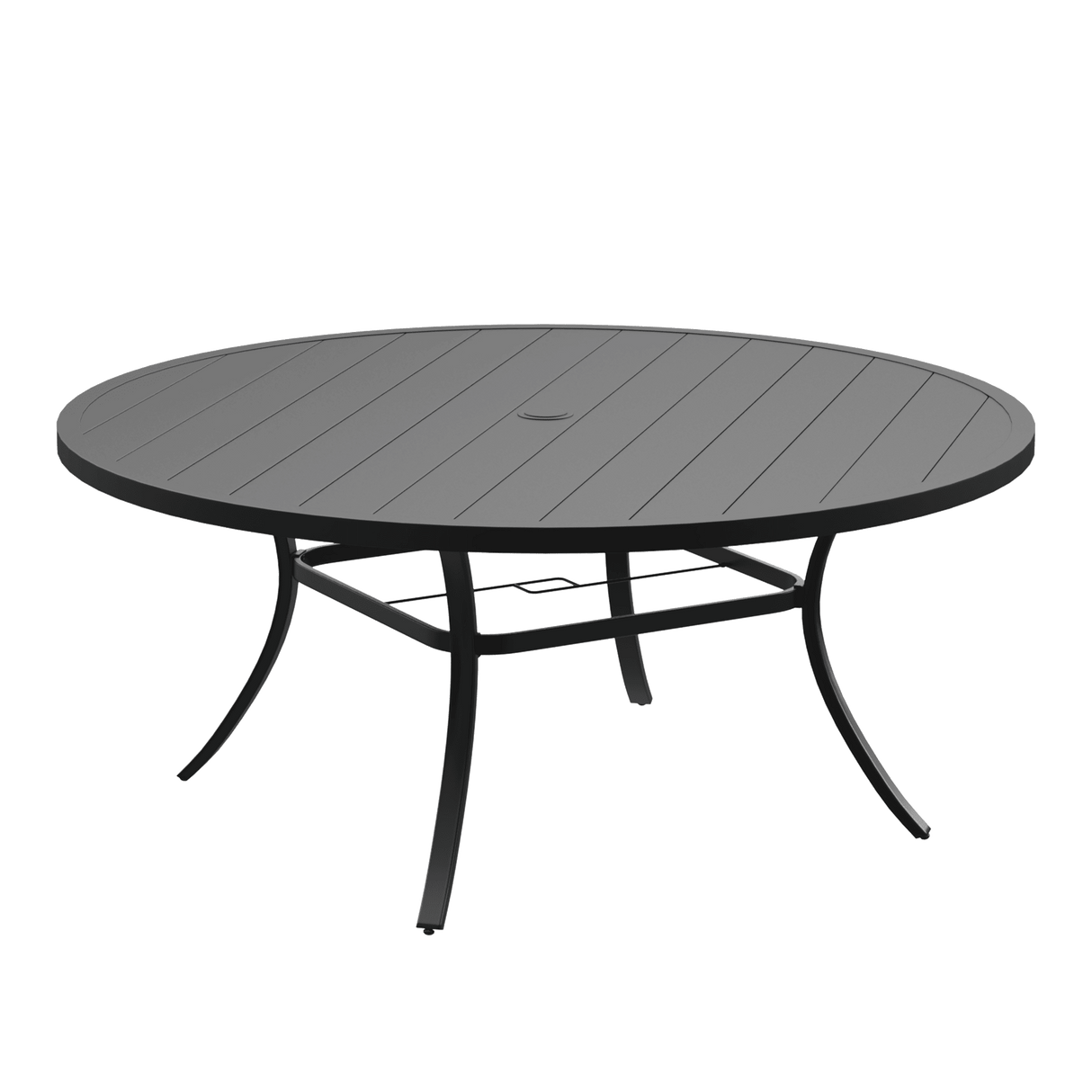 63" Round Metal Outdoor Dining Table for 10 People - Adjustable Umbrella Hole - 5 Colors