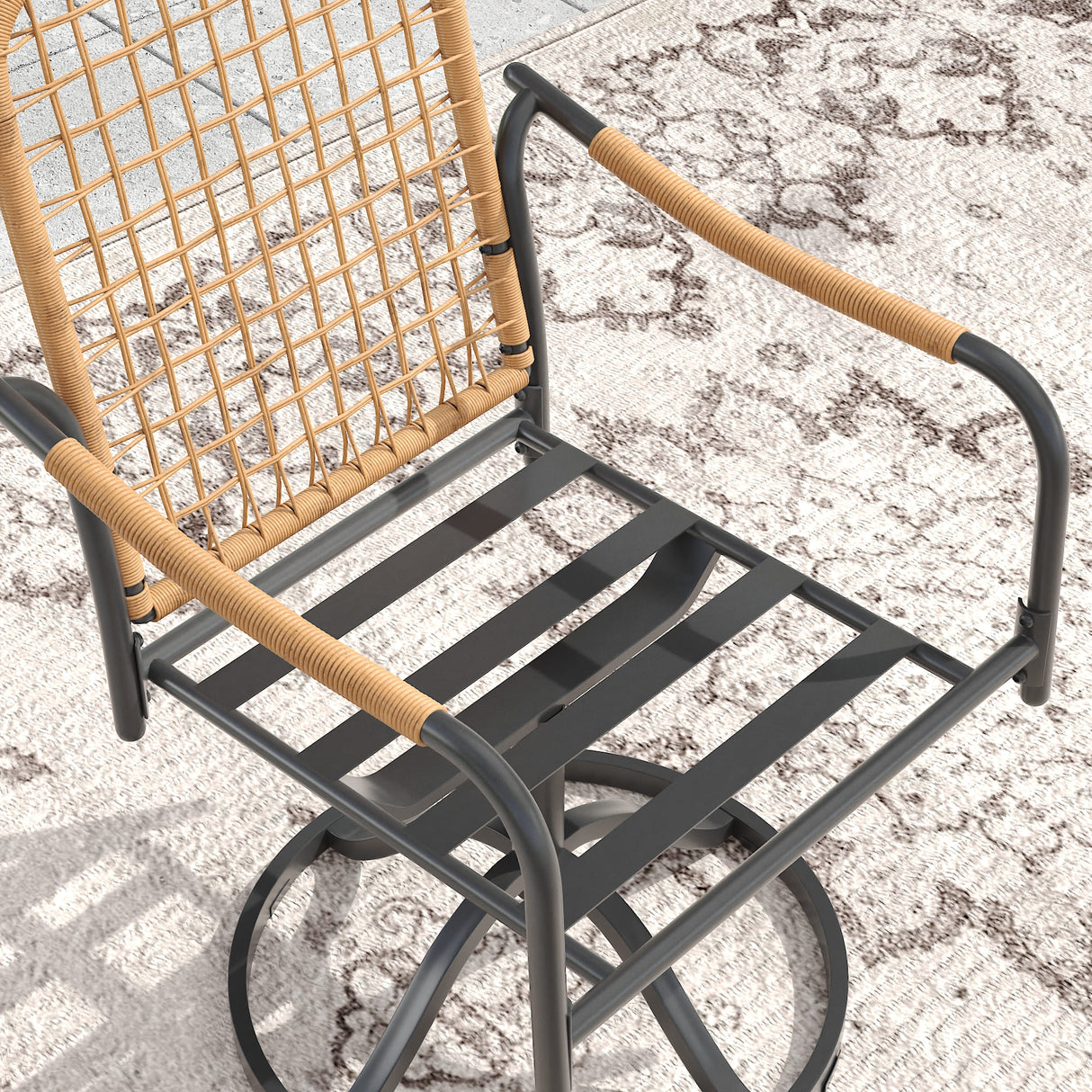 Vicllax Solana Modern Hand-Woven Rope Outdoor Dining Chair with Cushion, Set of 2