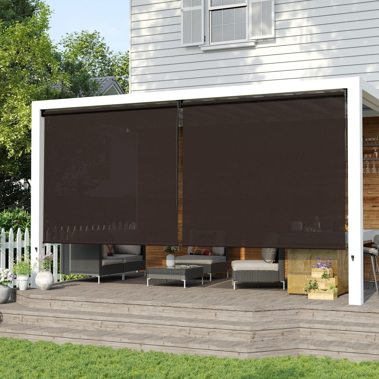 Vicllax Outdoor Sun Blocking Roller Shade, Patio Roll Up Shade Blinds