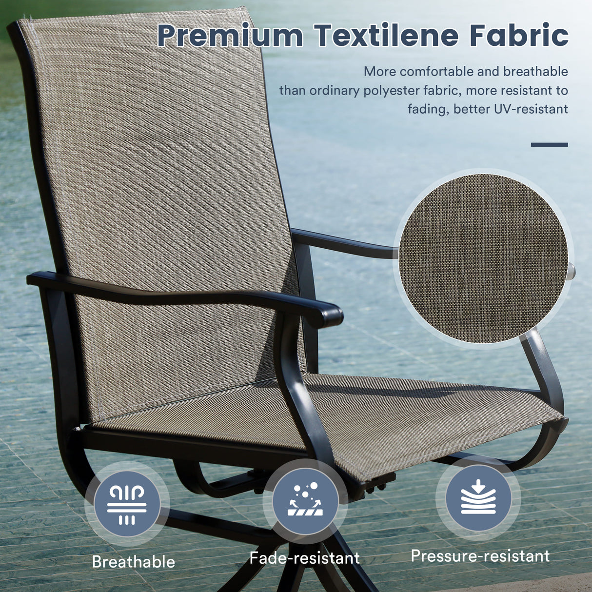 Vicllax 5/7 Pieces Outdoor Dining Set, Metal Round Dining Table and Premium Swivel Chairs