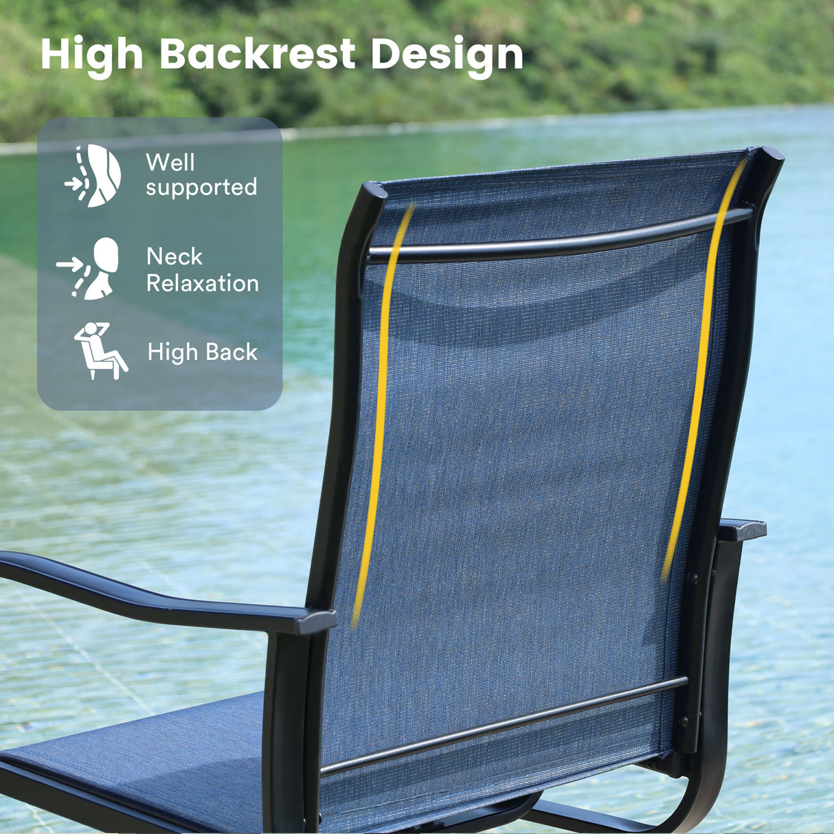 Vicllax 7 Pieces Outdoor Dining Set with Metal Rectangular Table and Premium Swivel Chair