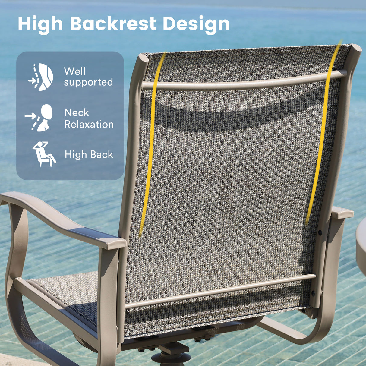 Vicllax 7/9 Pieces Outdoor Dining Set, Metal Round Dining Table and Premium Swivel Chairs