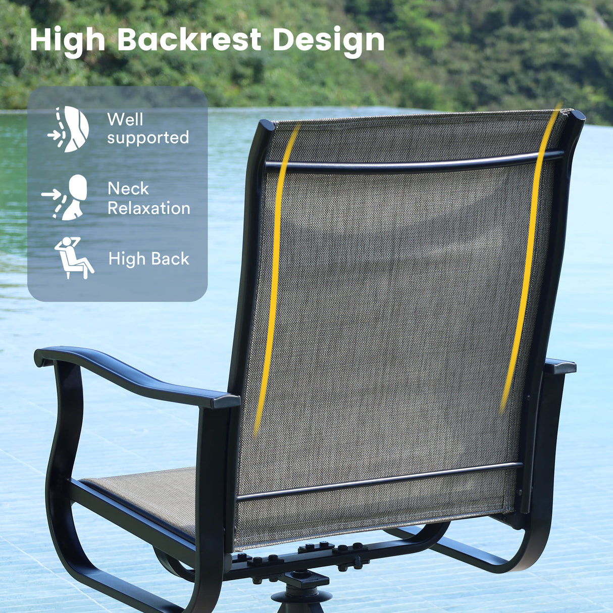 Vicllax 5/7 Pieces Outdoor Dining Set, Metal Round Dining Table and Premium Swivel Chairs