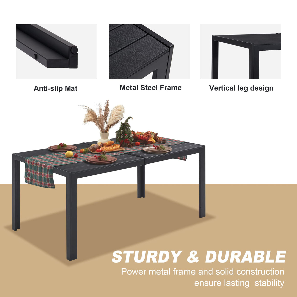 Vicllax 7-Piece Patio Dining Set, Outdoor Dining Table for 6 and Patio Swivel Chairs