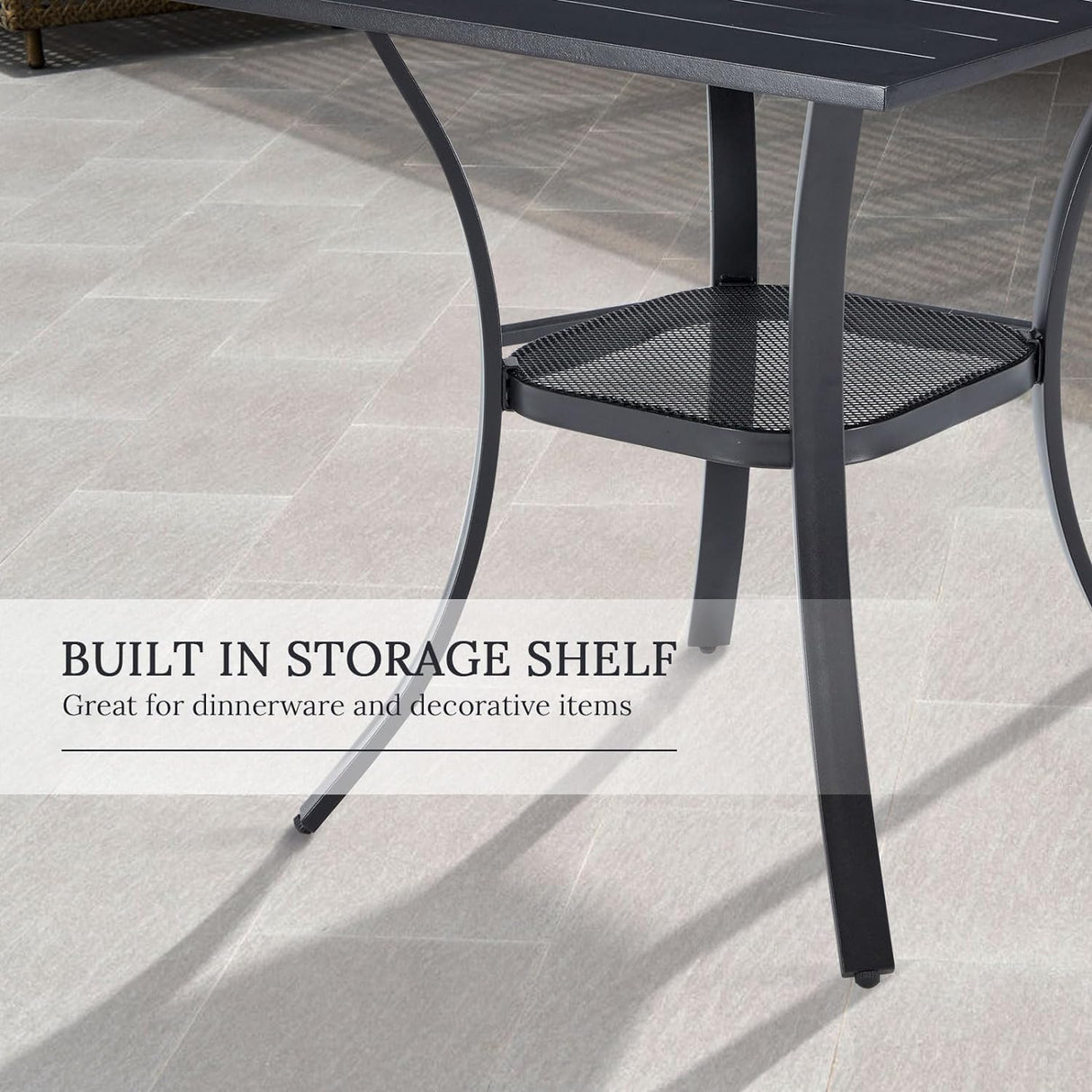 Vicllax 3-Piece Patio Bistro Set, Outdoor Stackable Sling Chairs and Black Metal Square Table