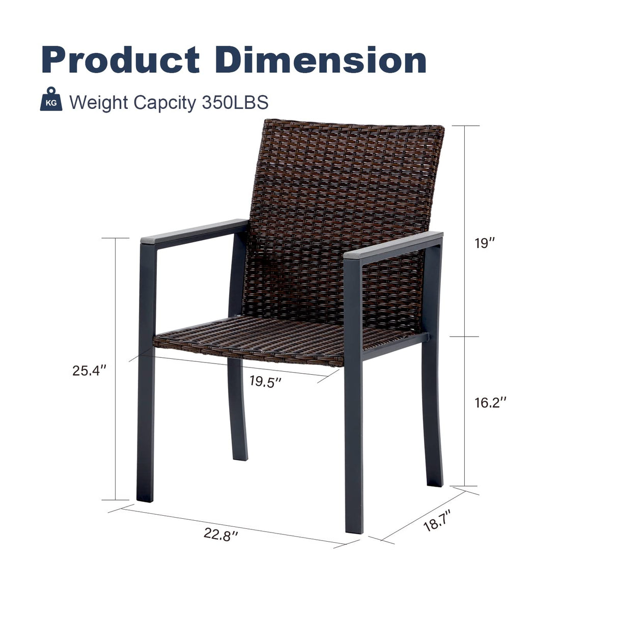 Vicllax Patio Wicker Dining Chairs Set of 2/4/6, Outdoor Rattan Dining Chairs