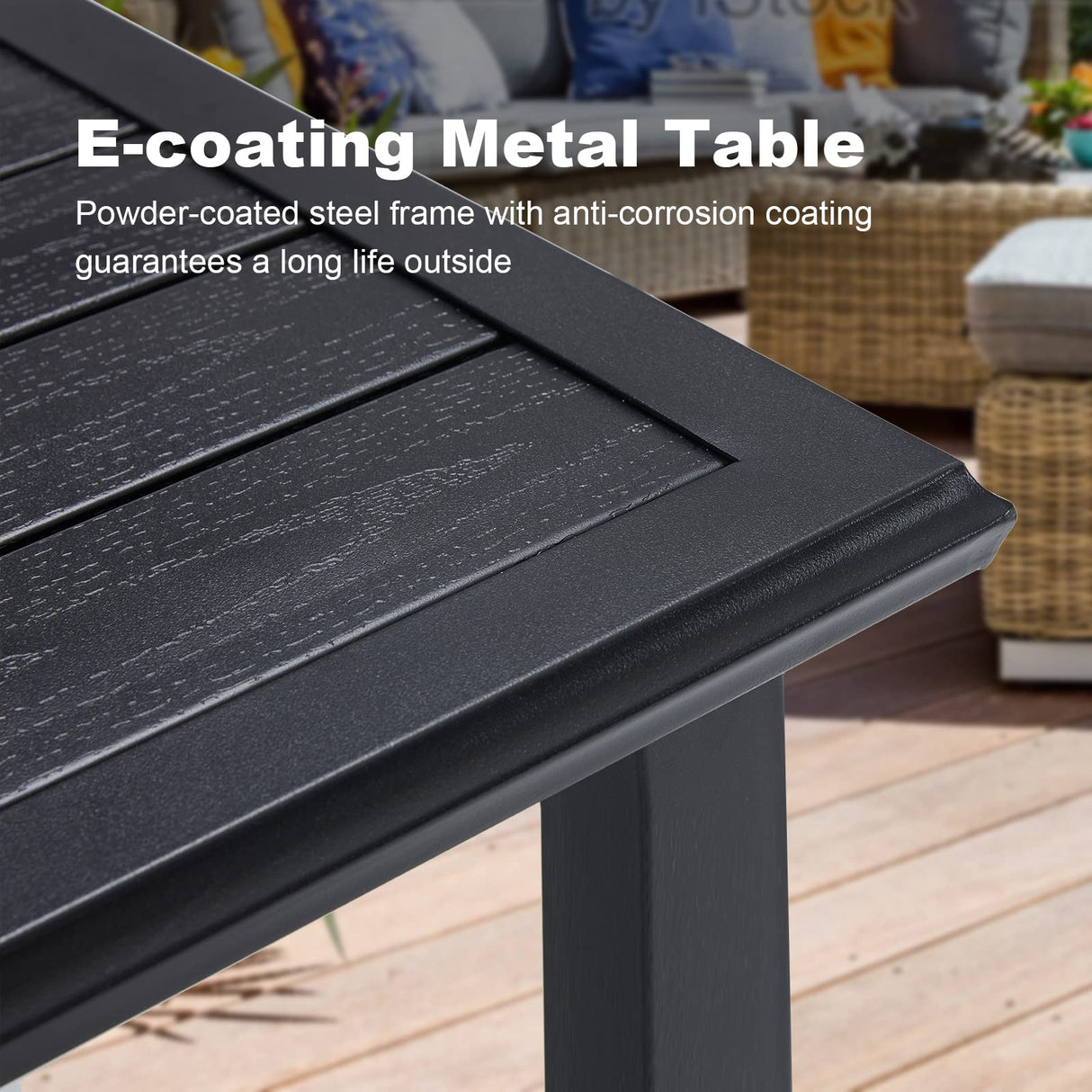 Vicllax Outdoor Patio Metal Dining Table for 4/6