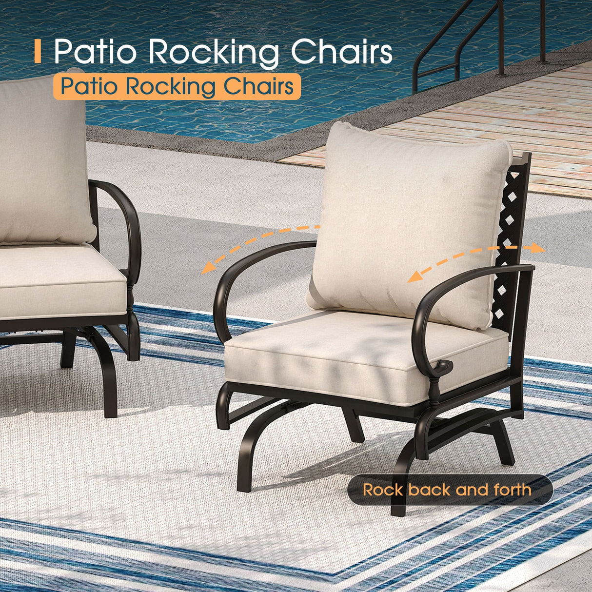 Vicllax 4-Piece Outdoor Patio Conversation Sofa Set With Metal Rectangular Fire Pit Table