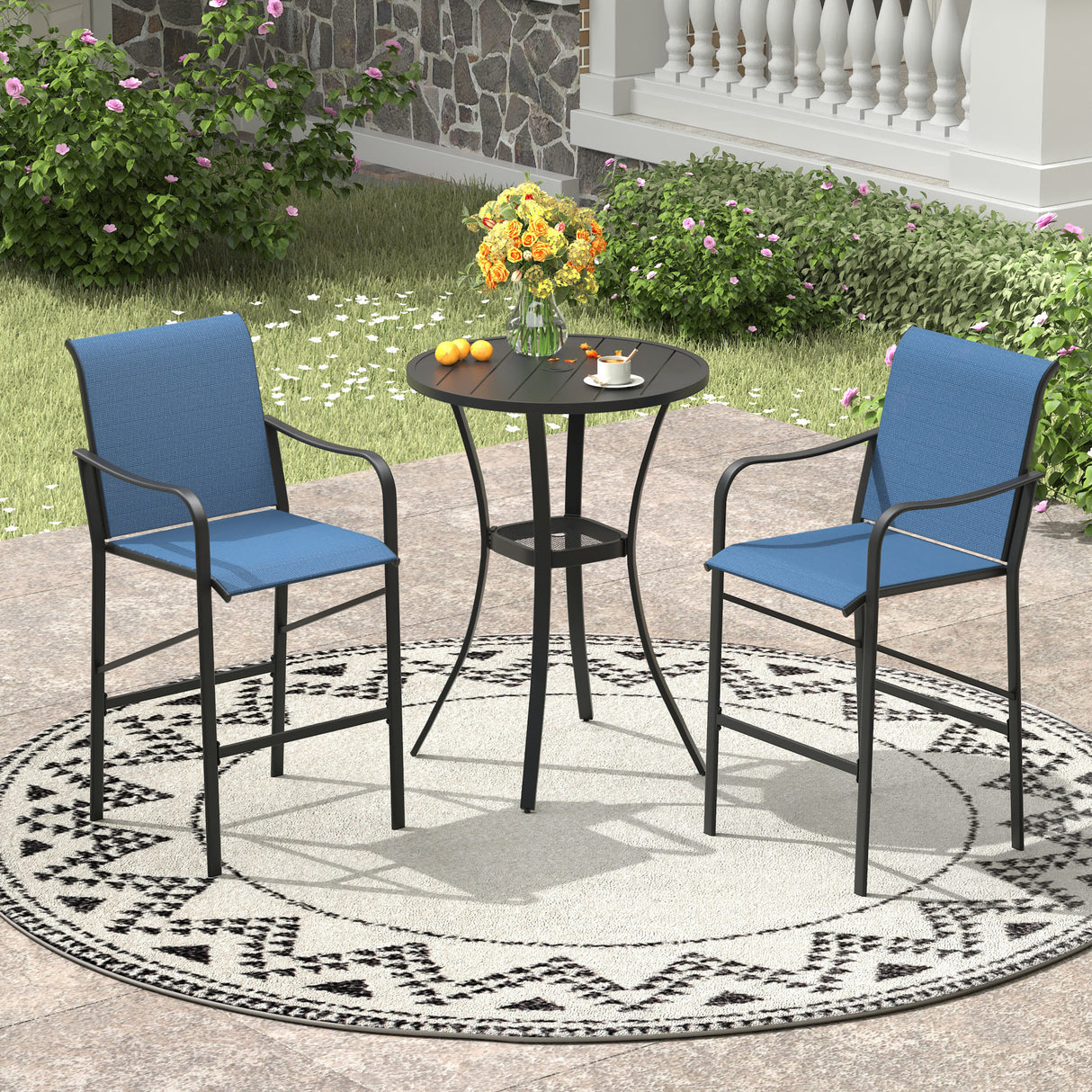 Vicllax 3/5 PCS Outdoor Bar Set, Patio High Bar Chairs and Round Bar Table