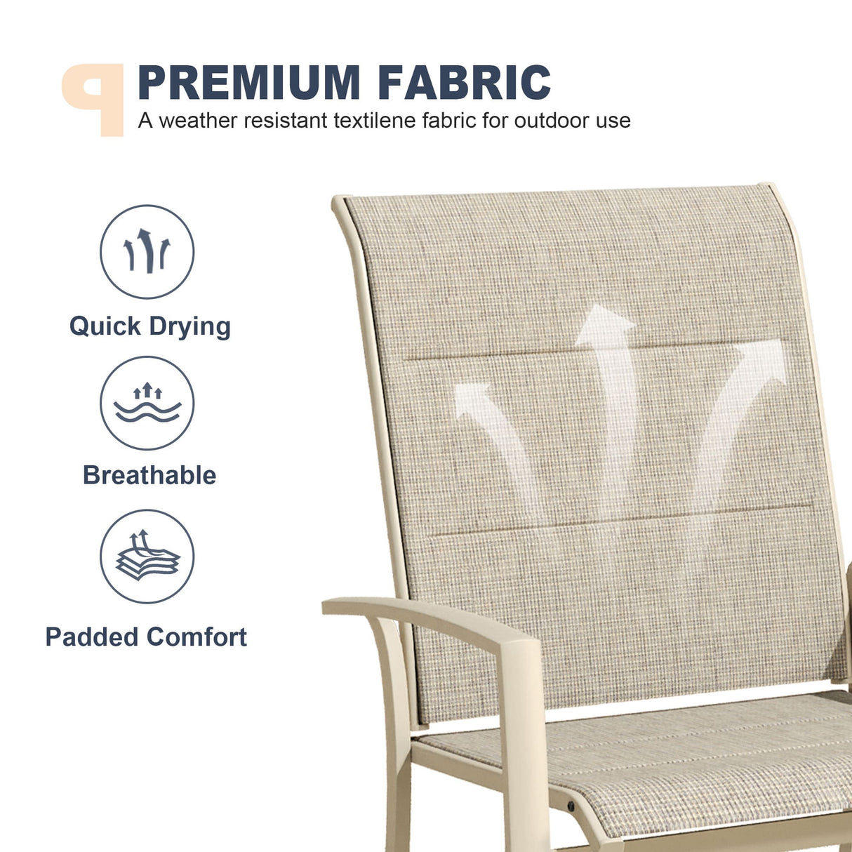 Vicllax Outdoor Padded Stackable Sling Dining Chair