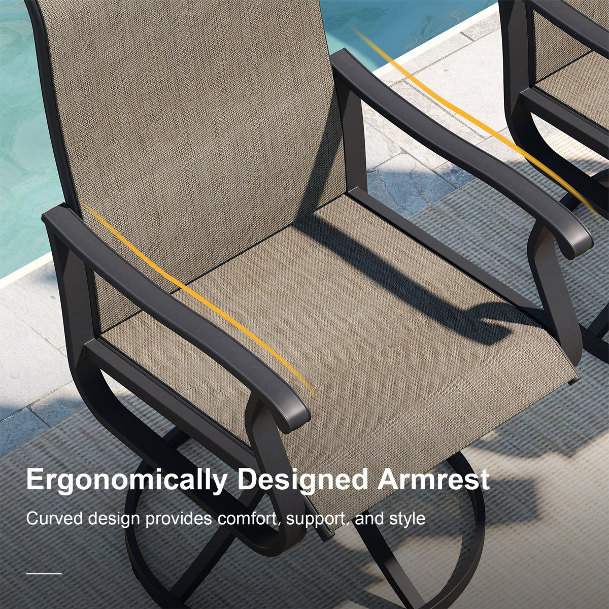 Vicllax Patio Dining Table Set for 8, Outdoor 59" Square Large Metal Table and Swivel Dining Chairs