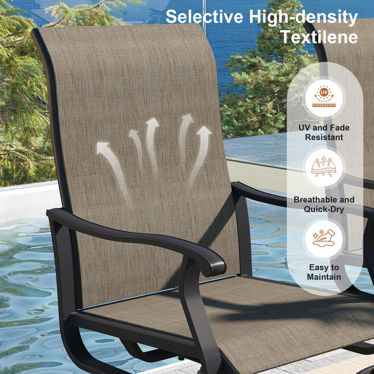 Vicllax Patio Dining Table Set for 8, Outdoor 59" Square Large Metal Table and Swivel Dining Chairs